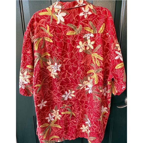 Columbia Men’s 2XT Linen Cotton Hawaiian Shirt Red Floral Aloha Button Front EUC - Picture 5 of 8